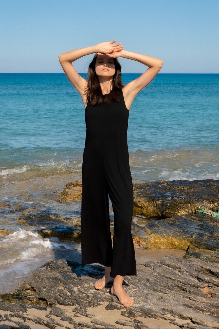 YOGA JUMPSUIT ROUND NECK  black