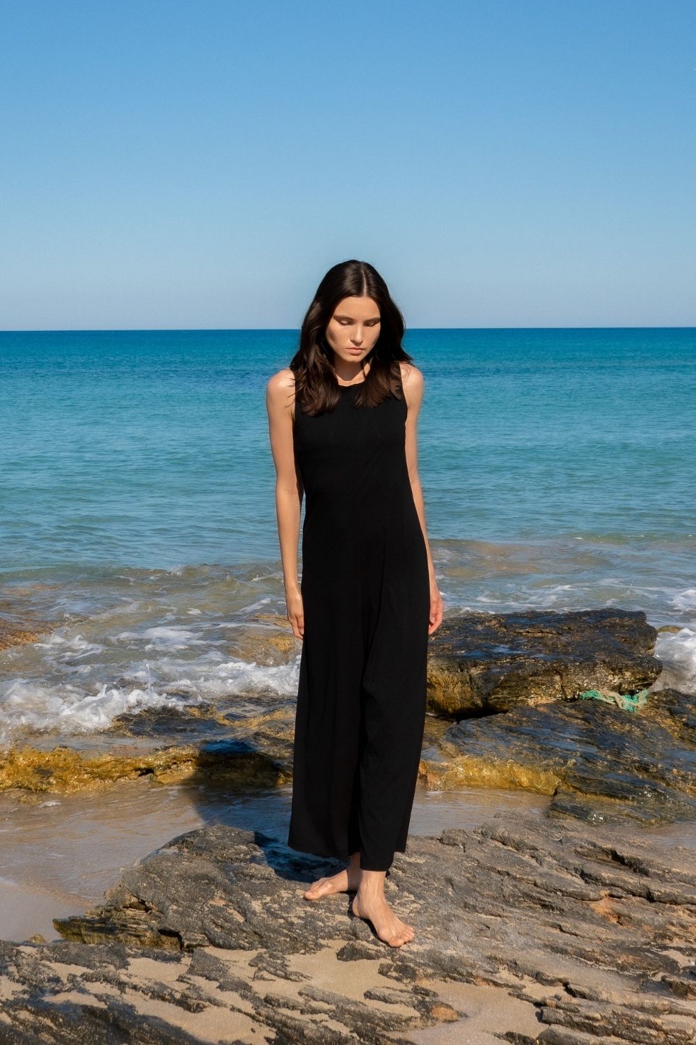YOGA JUMPSUIT ROUND NECK  black