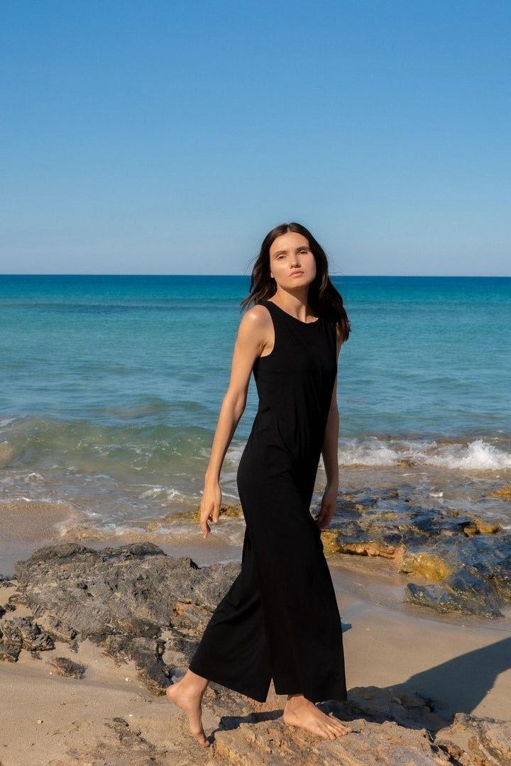 YOGA JUMPSUIT ROUND NECK  black